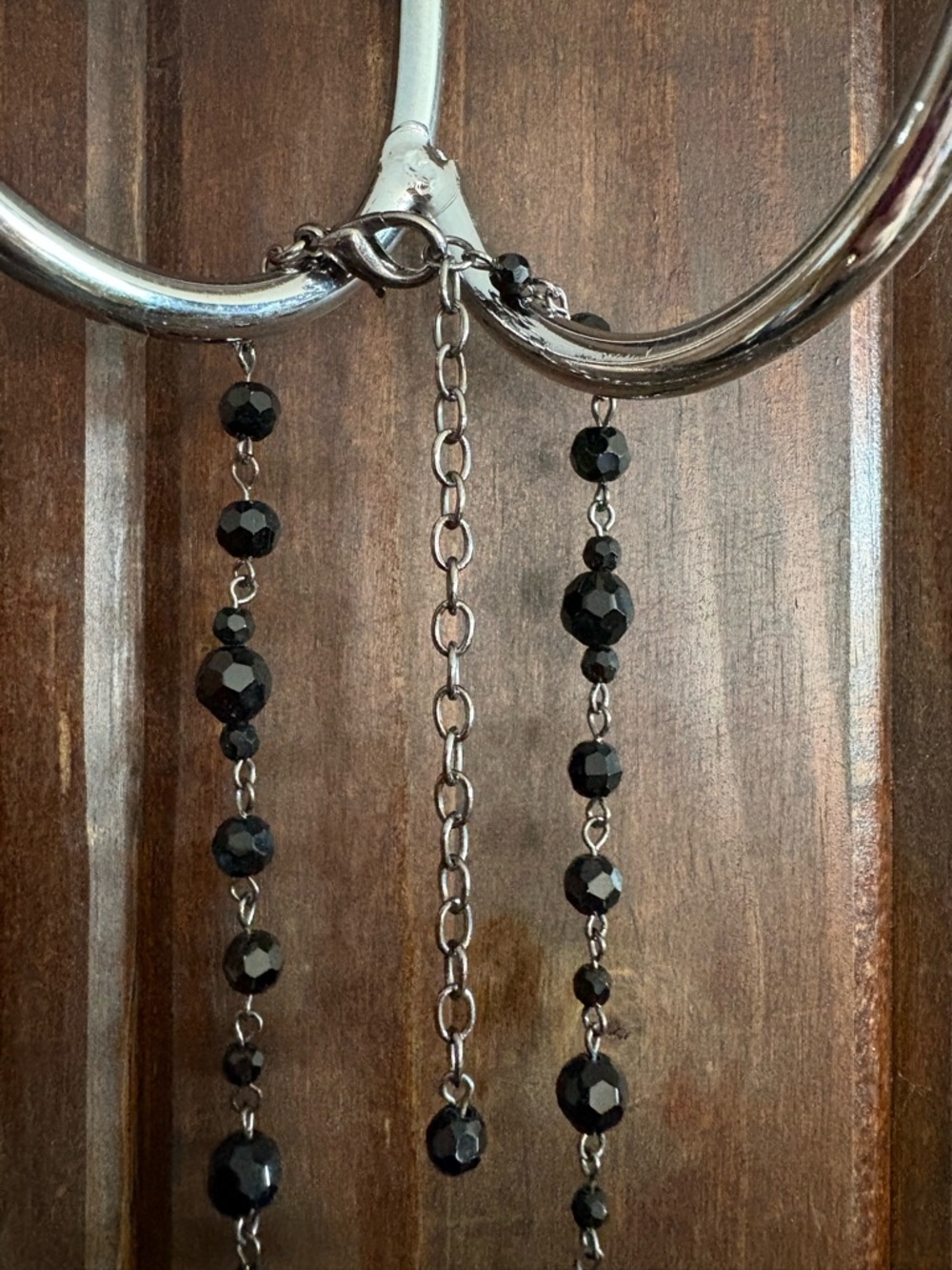 Black Beaded Necklace- Faceted Beads - Picture 5 of 5